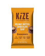 Load image into Gallery viewer, Kize Peanut Butter Chocolate Chip Bar - 10 Bars x 1.5 oz case
