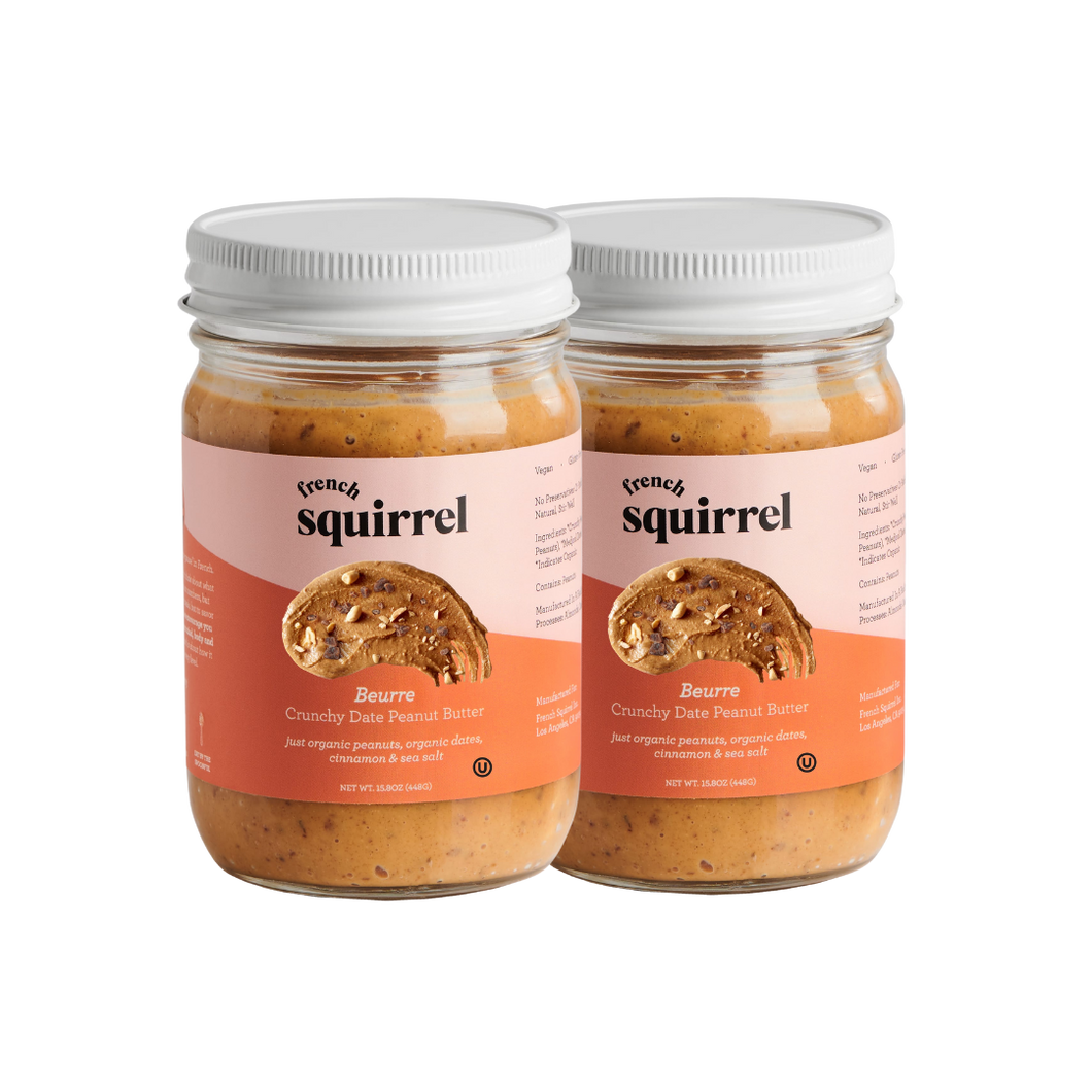 French Squirrel Beurre: Crunchy Date Peanut Butter (2-pack bundle) case