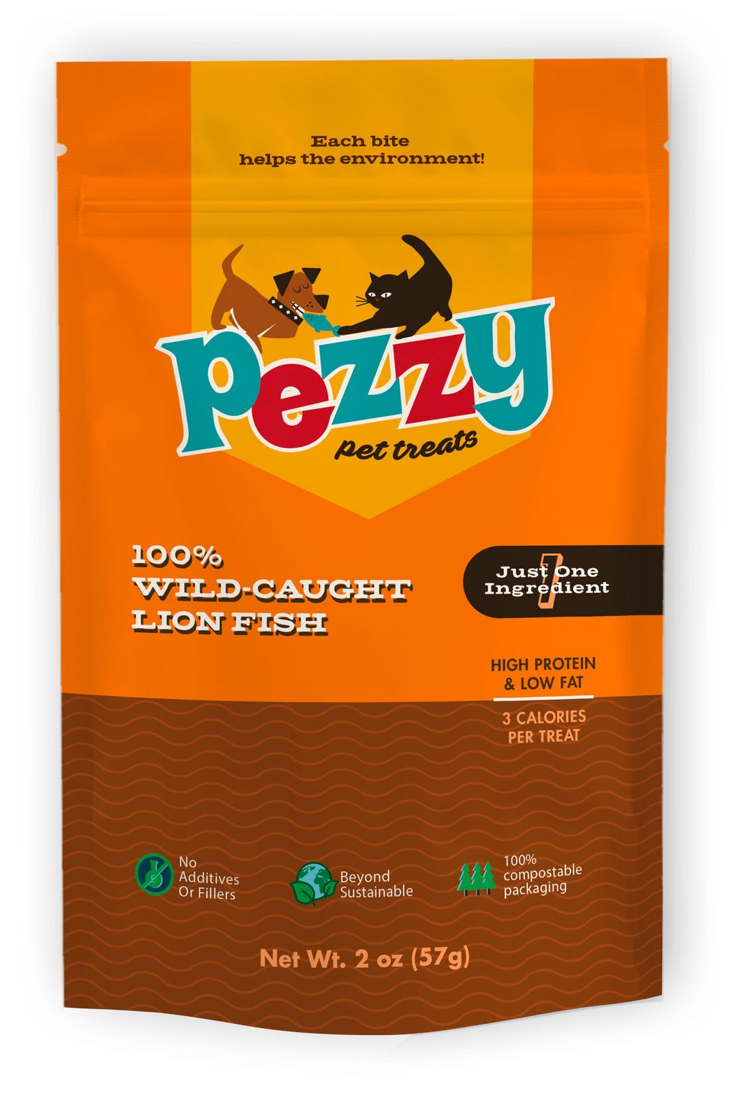 Pezzy Pets Lionfish Sticks Treats Bag, Single Ingredient