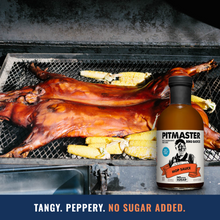 Load image into Gallery viewer, True Made Foods Pitmaster East Carolina Vinegar BBQ Mop Sauce and Ed &amp; Ryan Mitchell and a whole hog BBQ
