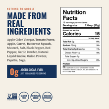 Load image into Gallery viewer, True Made Foods Pitmaster Carolina Red BBQ Sauce ingredients and nutritional label
