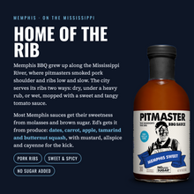 Load image into Gallery viewer, True Made Pitmaster Memphis Sweet BBQ Sauce Bottle - 6 bottles case
