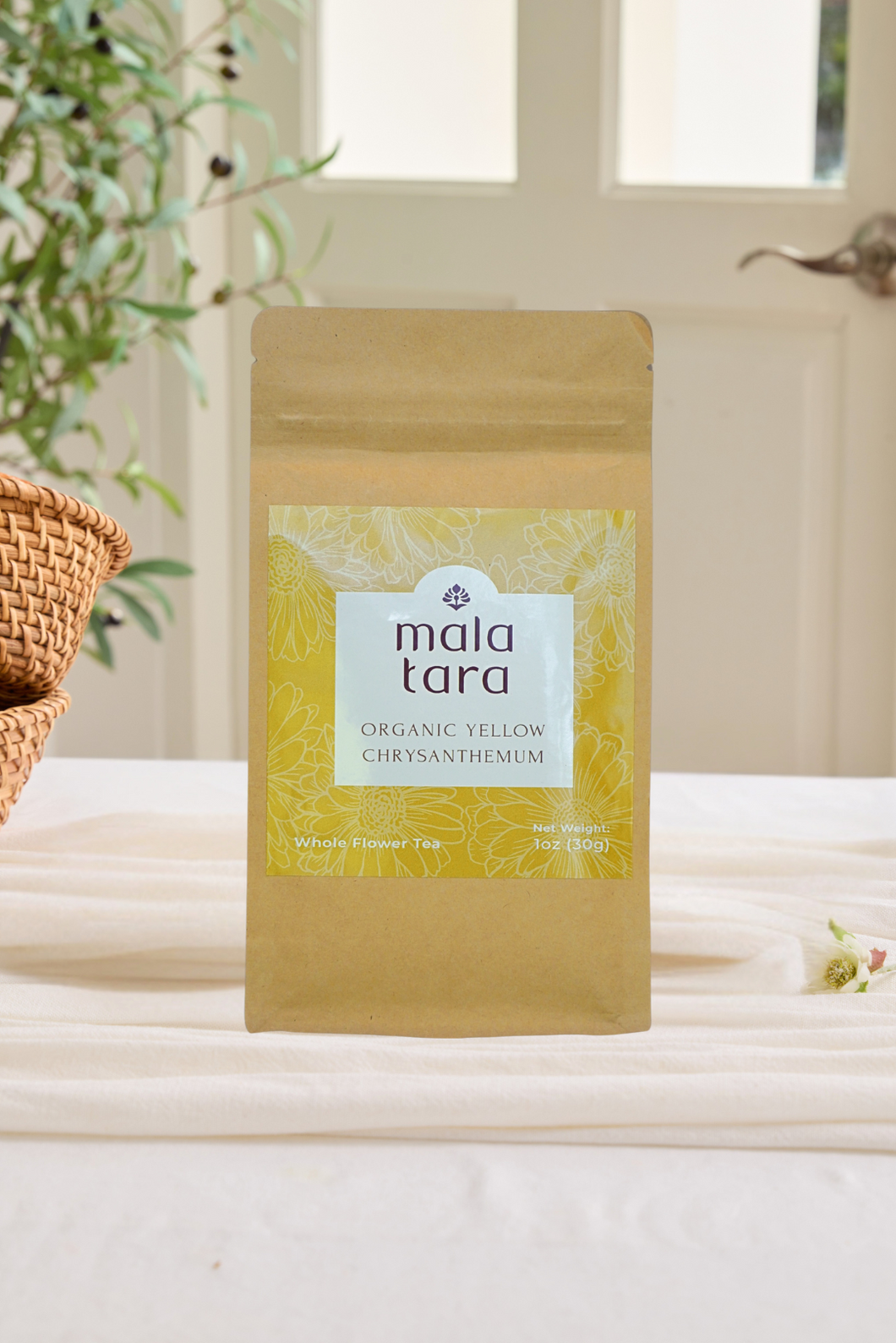 Mala Tara Yellow Chrysanthemum Whole Flower Tea 1 oz Pouch - 10 pouches x 1 oz case