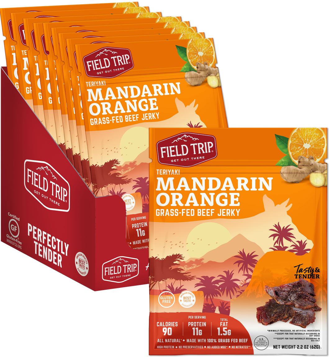 Field Trip Mandarin Orange Teriyaki Beef Jerky 2.2 oz bag - 9 bags x 2.2oz case