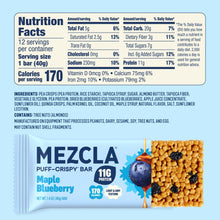 Load image into Gallery viewer, Mezcla Maple Blueberry Bars - 12 bars x 1.4 oz case
