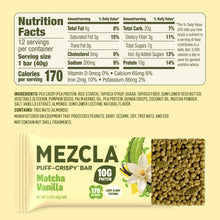 Load image into Gallery viewer, Mezcla Matcha Vanilla Bars - 12 bars x 1.4 oz case
