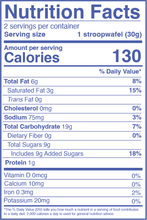 Load image into Gallery viewer, Nutrition facts of Chai Caramel Plant Based and Organic Stroopwafels

