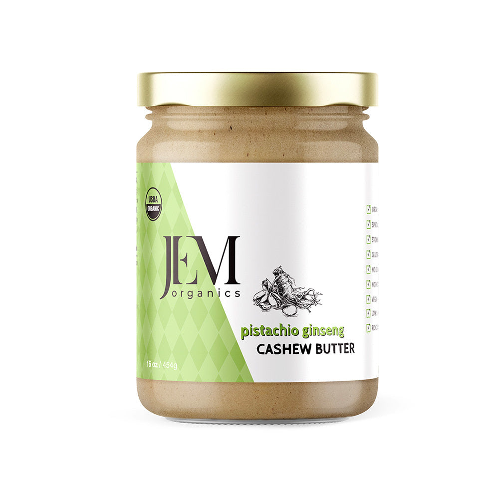 JEM Organics Pistachio Ginseng Cashew Butter - Large 6 pack