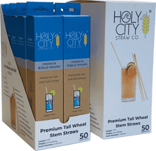 Load image into Gallery viewer, Holy City Straw Tall Wheat Drinking Straws | Inner Pack | 10 x 50ct. Boxes
