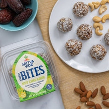 Load image into Gallery viewer, sattva vida energy bites bulk box, Sattva Vida, Gluten Free, vegan, Vegan Snacks, Energy Bites, Plant Protein, Whole Foods, Dates, Non Gmo, Healthy Snacks, energy bar, snack bar, protein bar, dark chocolate bar, dairy free snacks, vegan bars, low sugar, Energy Boost, nutrition bars, raw ingredients, key lime 
