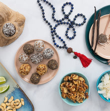 Load image into Gallery viewer, sattva vida energy bites bulk box, Sattva Vida, Gluten Free, vegan, Vegan Snacks, Energy Bites, Plant Protein, Whole Foods, Dates, Non Gmo, Healthy Snacks, energy bar, snack bar, protein bar, dark chocolate bar, dairy free snacks, vegan bars, low sugar, Energy Boost, nutrition bars, raw ingredients
