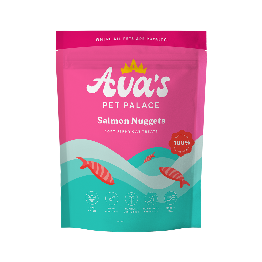 Ava's Pet Palace Soft Jerky Cat Treats Bag - Salmon Nuggets For Cats