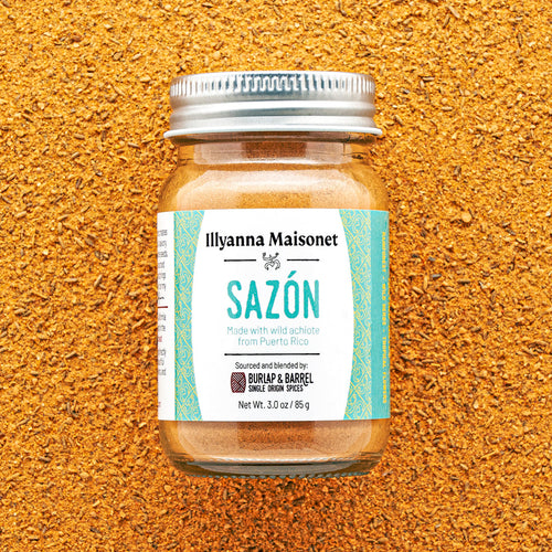 3.0 oz jar of Sazón seasoning. Made with wild achiote from Puerto Rico