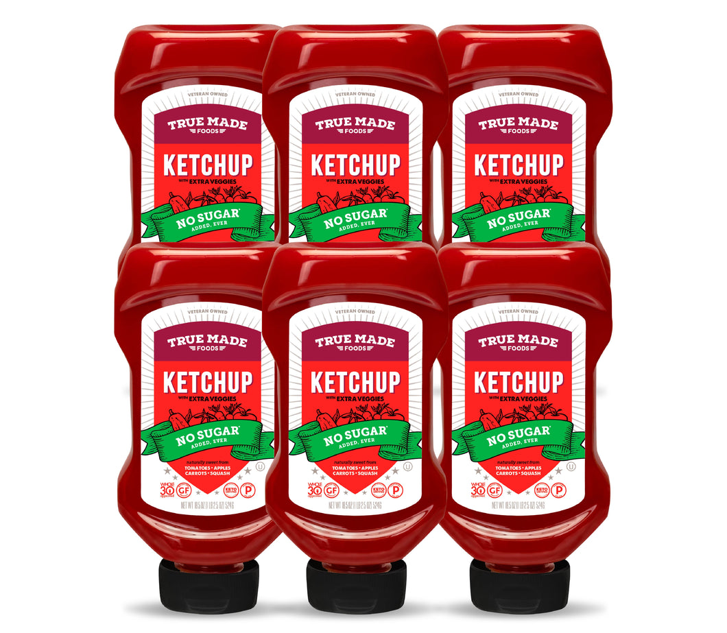 True Made No Added Sugar Ketchup, Squeeze Bottle - 6 bottles x 18.5 oz case