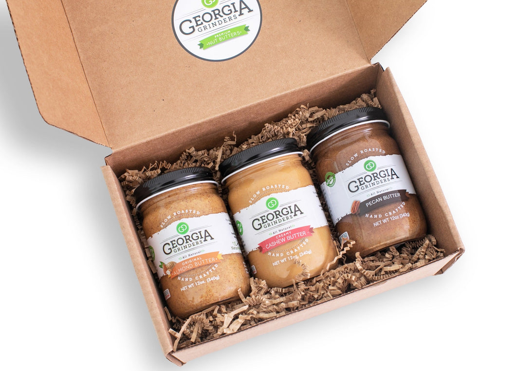 Georgia Grinders Whole30 Approved: Trio Gift Box 2 (Pecan, Cashew, Almond) - 3 Jars x 12 oz