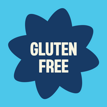 Load image into Gallery viewer, Blue star-shaped badge with white "GLUTEN FREE" text on turquoise background
