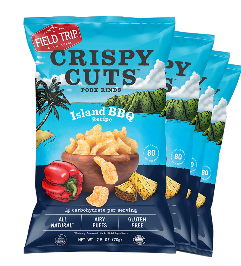 Field Trip Crispy Cuts, Island BBQ Pork Rind 2.5oz bag - 10 bags x 2.5oz case