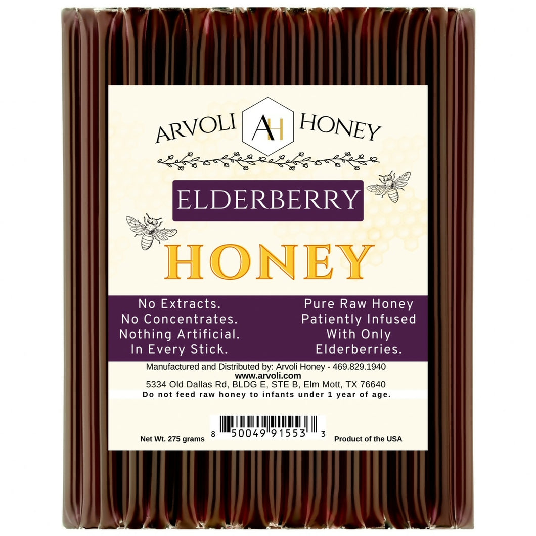 Arvoli Honey Elderberry infused Honey Sticks