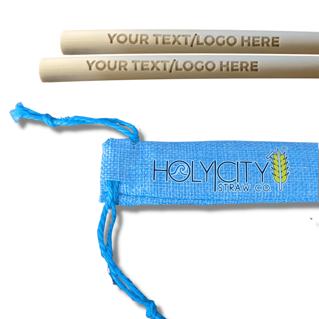 Holy City Straw Customizable Two Straw/ Holy City Branded Jute Pouch Combo