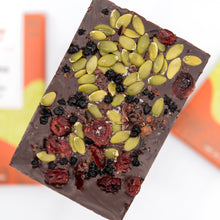 Load image into Gallery viewer, Mountains + Sea Trail Mix 70% Dark Chocolate Bar
