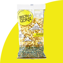 Load image into Gallery viewer, Bjorn Qorn Classic 3oz bag on yellow background. 
