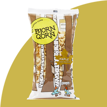 Load image into Gallery viewer, Bjorn Qorn Maple 3oz bag on mustard yellow background. 
