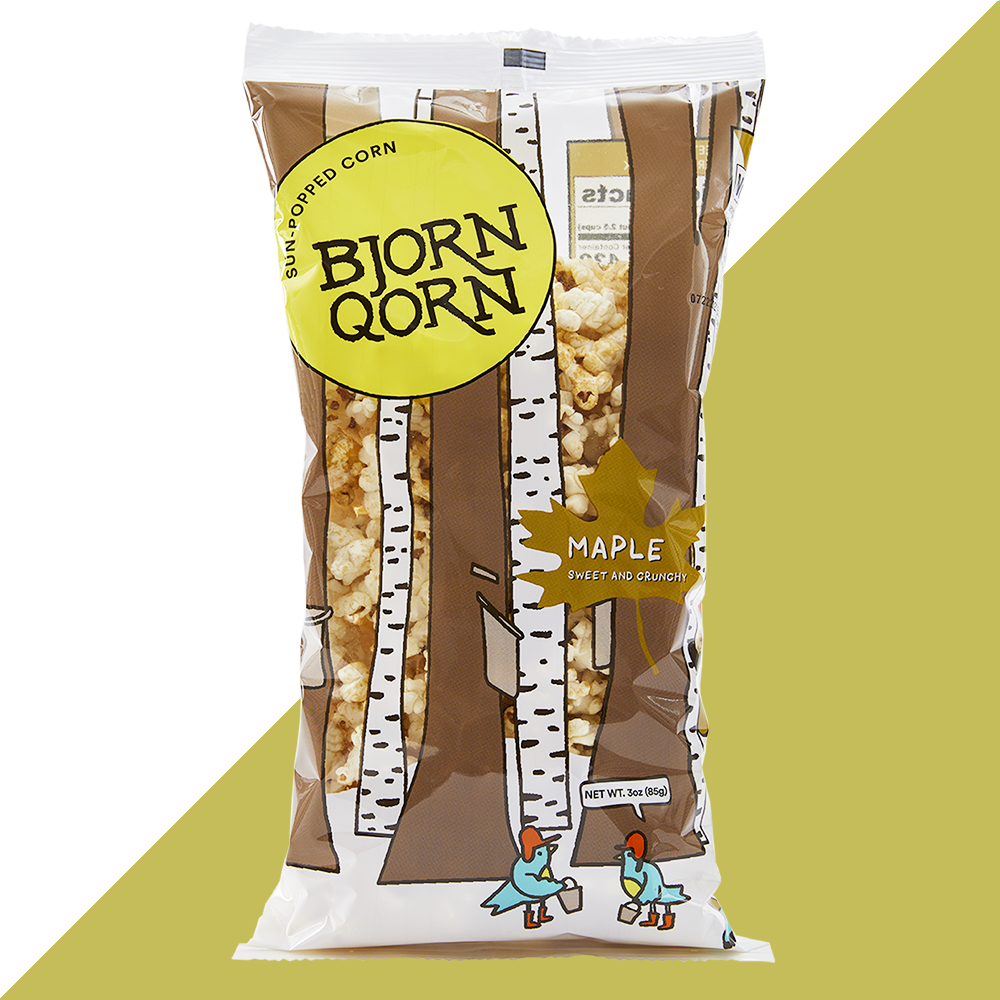 Bjorn Qorn Maple Popcorn Bags - 12-Pack x 3oz Bag