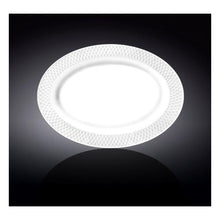 Load image into Gallery viewer, Wilmax Porcelain White Oval Platter With Embossed Wide Rim 14&quot; inch X 10&quot; inch |
