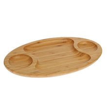 Load image into Gallery viewer, Wilmax Porcelain Set Of 3 Bamboo 3 Section Platter 14&quot; inch X 8&quot; inch | For Appetizers / Barbecue / Burger Sliders
