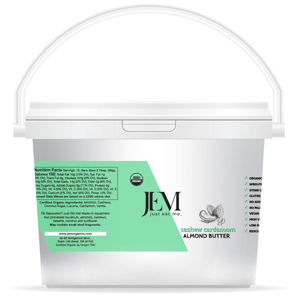 JEM Organics Cashew Cardamom Almond Butter - Bulk Bucket 8 lb