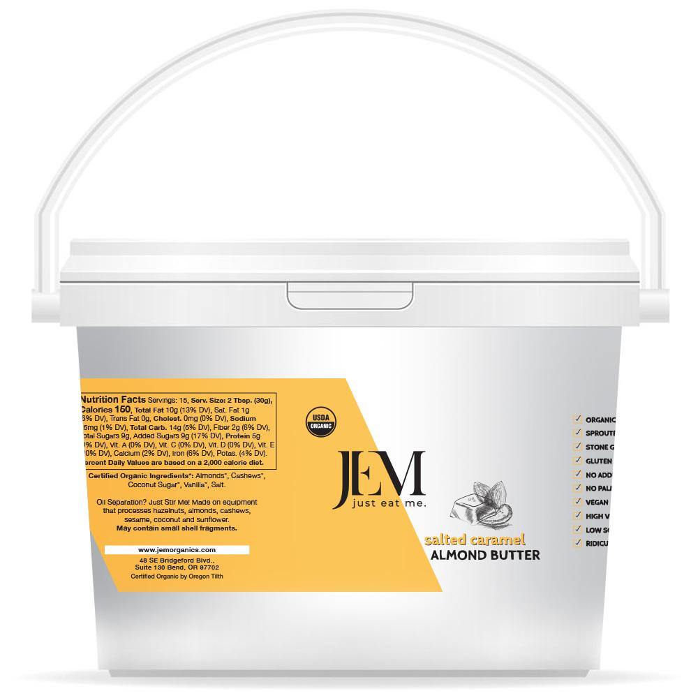 JEM Organics Salted Caramel Almond Butter - Bulk Bucket 8 lb