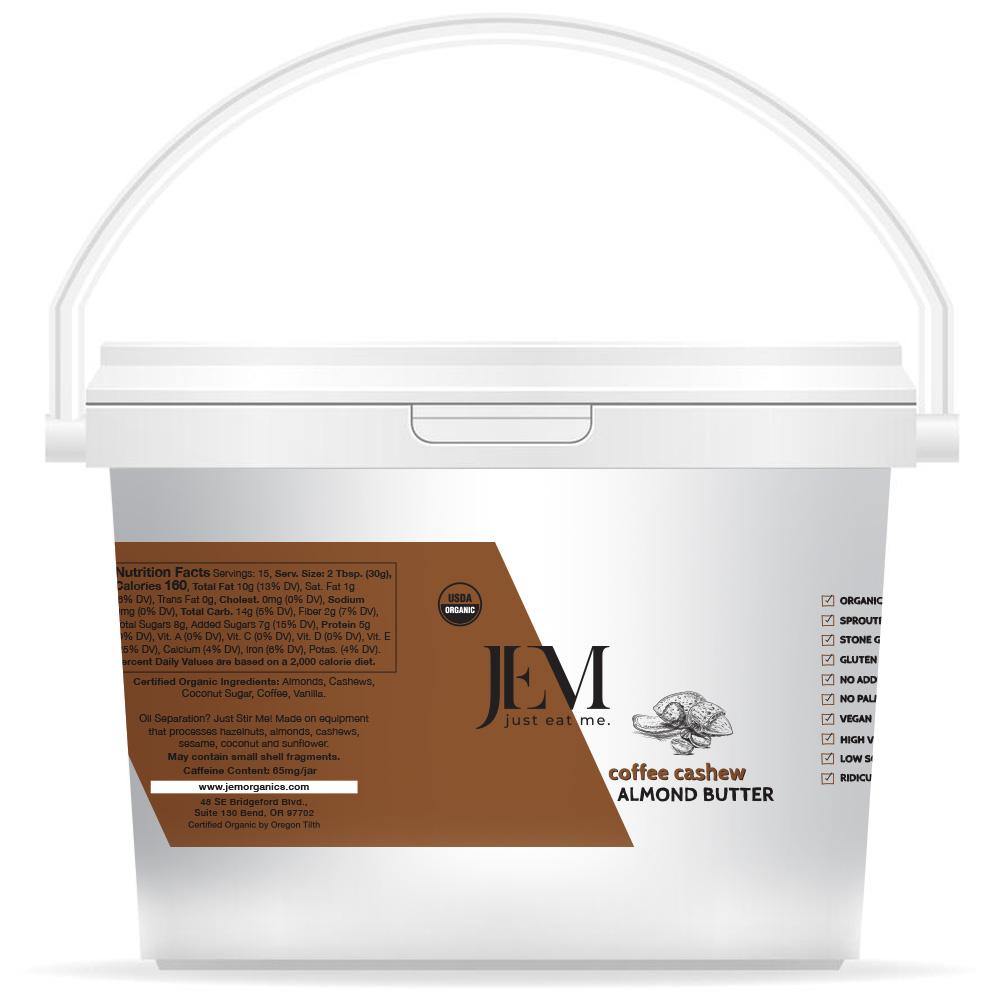 JEM Organics Coffee Cashew Almond Butter - Bulk Bucket 8 lb