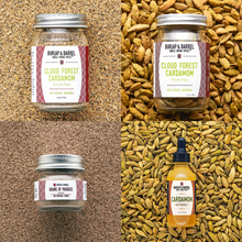 Load image into Gallery viewer, 4 spice Cardamom collection with ground cardamom, whole cardamom, grains of paradise and cardamom extract
