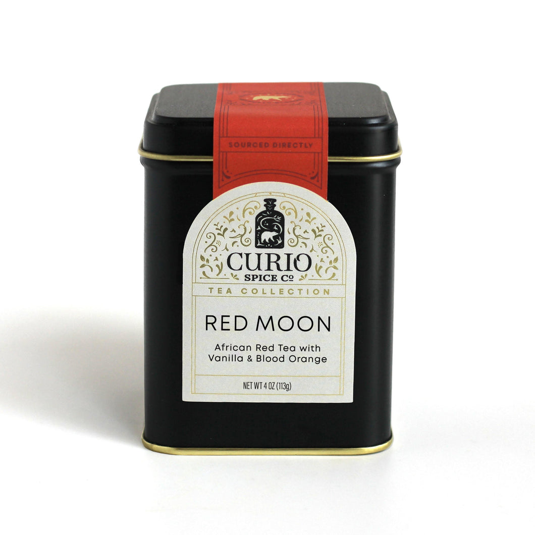 Curio Spice Co. Beverage Blend Red Moon African Red Tea in a tin.