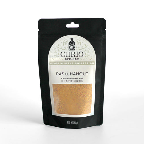 Curio Spice Co. Classic Blend Ras El Hanout in a resealable bag.