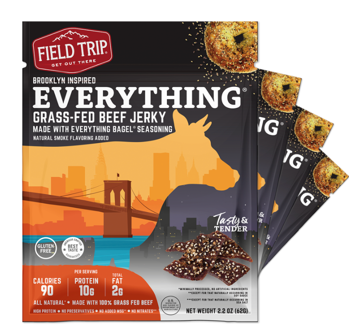 Field Trip Everything Bagel Beef Jerky 2.2oz bag - 9 bags x 2.2oz case