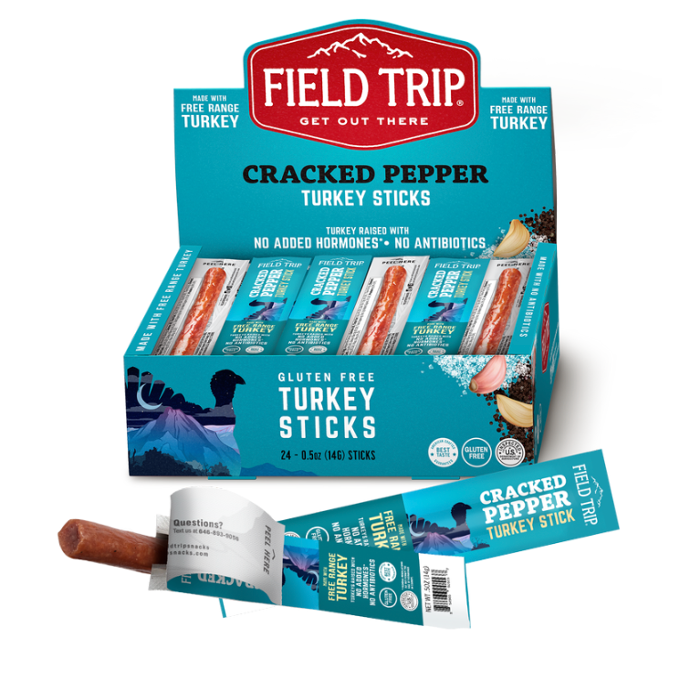 Field Trip Cracked Pepper Turkey Sticks .5oz (24 sticks) box - 9 boxes x 24 sticks case