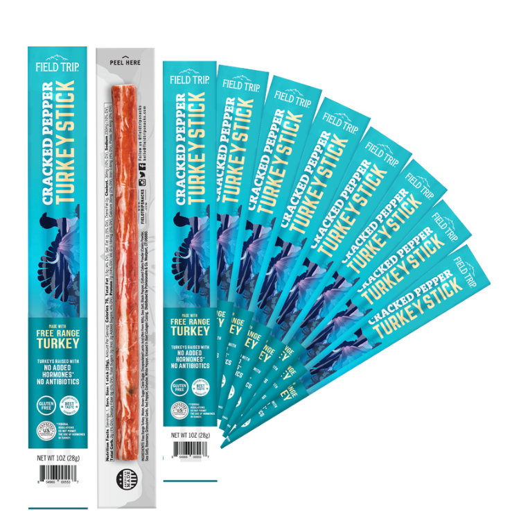 Field Trip Cracked Pepper Turkey Stick 1.0 oz (24 sticks) box - 6 boxes x 24 - 1.0oz sticks case