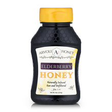 Load image into Gallery viewer, Arvoli Honey Elderberry Infused Honey Bottles - 12 bottles x 8 oz
