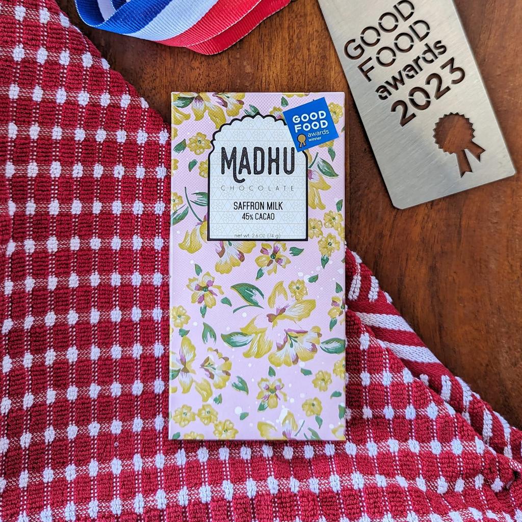 Madhu Chocolate Saffron Milk - 45% Cacao Chocolate Bar