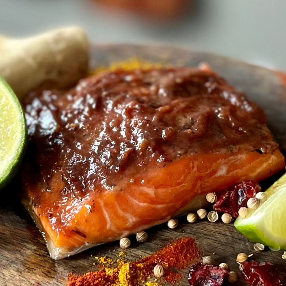 Smoked Arctic Char with Cranberry Ginger Glaze