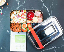 Load image into Gallery viewer, ecozoi STAINLESS STEEL LUNCH BOX, 5 COMPARTMENT SNAP-ON, 50 OZ
