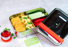 Load image into Gallery viewer, ecozoi STAINLESS STEEL LUNCH BOX, 3 COMPARTMENT SNAP-ON, 50 OZ
