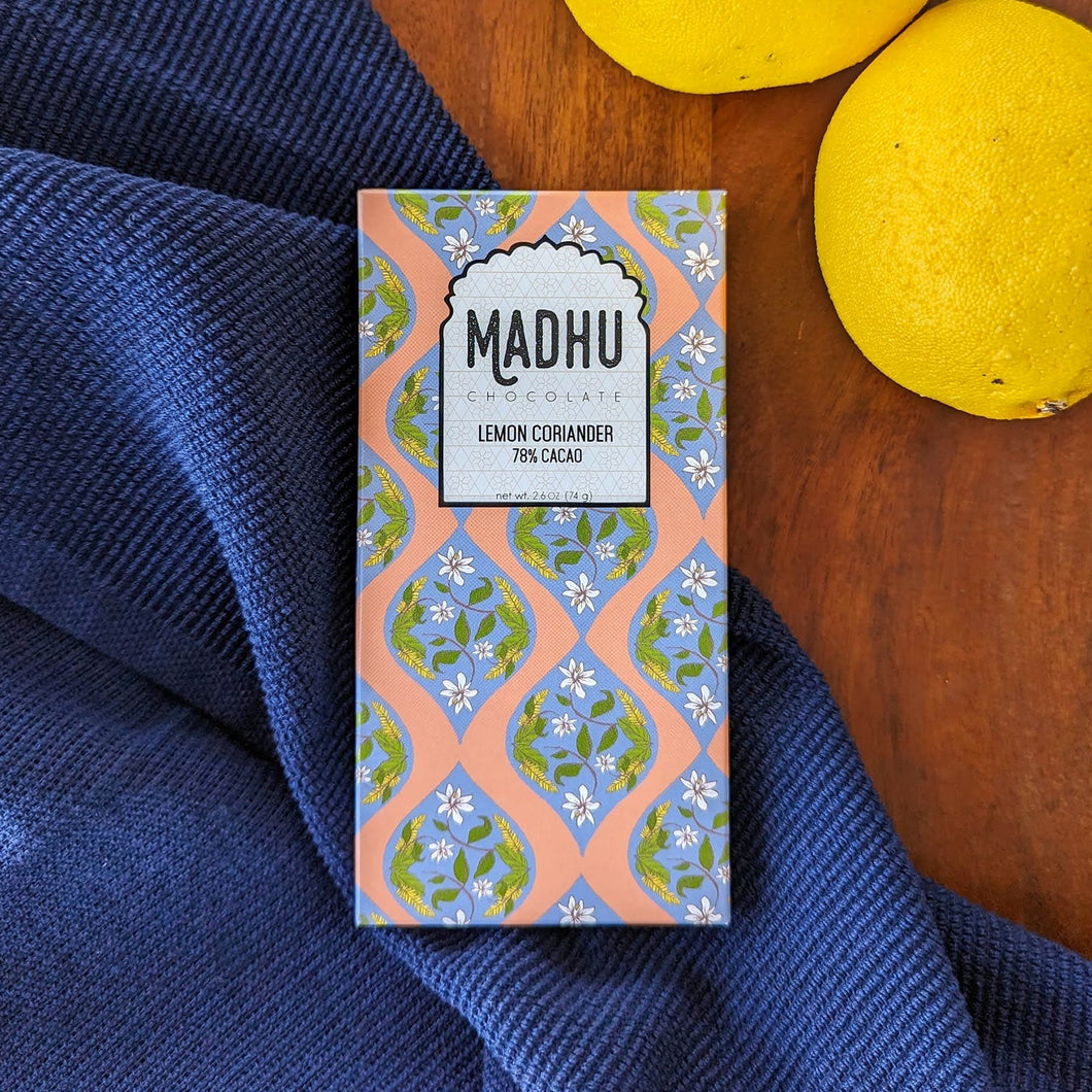 Madhu Chocolate Lemon Coriander - 78% Cacao Chocolate Bar