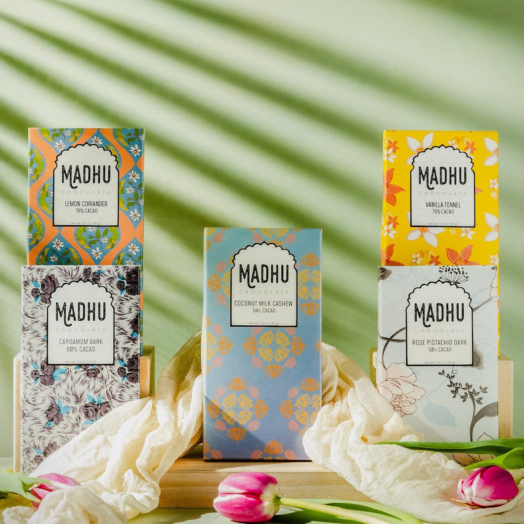 Madhu Chocolate Vegan Chocolate Bar Collection Chocolate Bars - 5 Bars