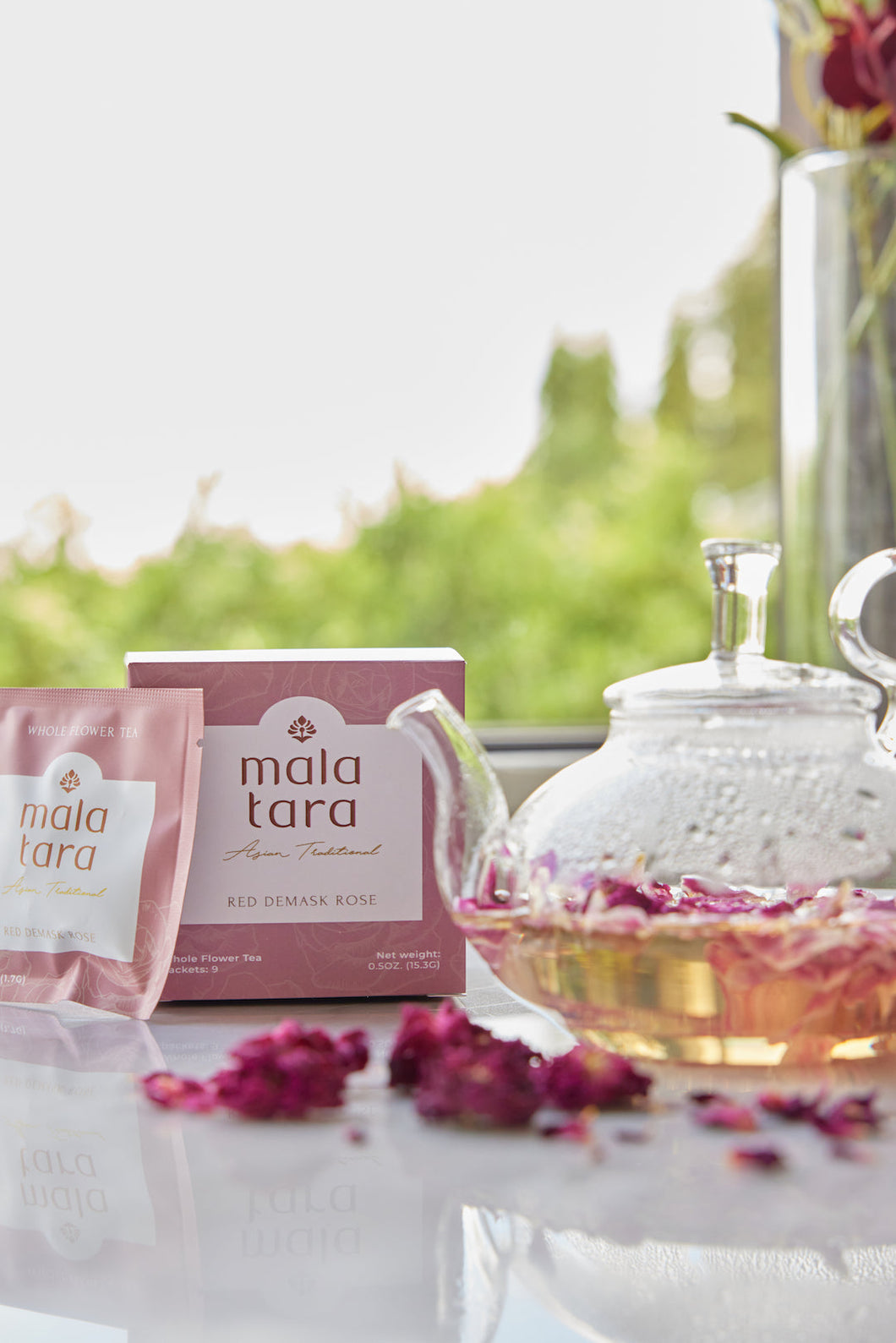 Mala Tara Red Damask Rose Whole Flower Tea 1 oz Box - 10 boxes x 1oz case