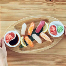 Load image into Gallery viewer, Wilmax Porcelain Set Of 3 Bamboo 3 Section Platter 14&quot; inch X 8&quot; inch | For Appetizers / Barbecue / Burger Sliders
