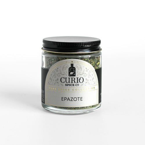 Curio Spice Co. sustainable Epazote in a glass jar.