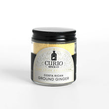 Load image into Gallery viewer, Curio Spice Co. fair-trade single origin sustainable Costa Rican Ground Ginger in a glass jar.
