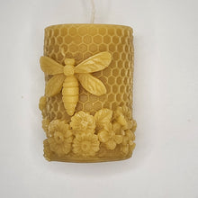 Load image into Gallery viewer, Dragonfly on Flowers Beeswax Candle – 3.7 oz
